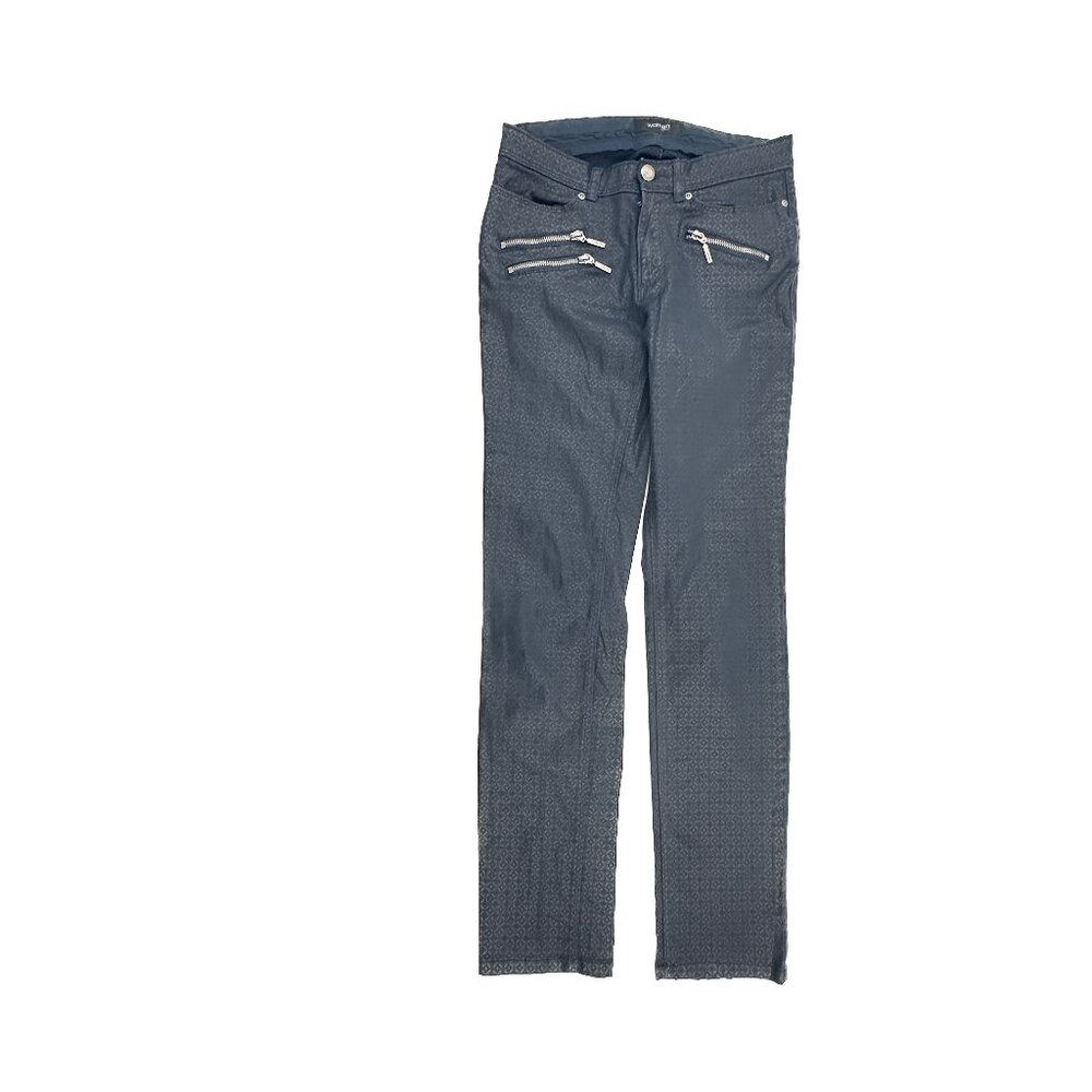 Tchibo Slim Jeans Women 10 Blue‎ Flower Pattern Zipper Pockets Denim Pants